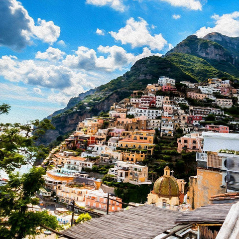 Sunny Positano Black Ornate Wood Framed Art Print with Double Matting by Bolokofsky, Ronald