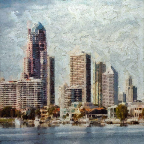 Surfers Paradise Square I Black Ornate Wood Framed Art Print with Double Matting by Bolokofsky, Ronald