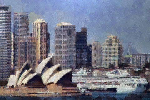 Sydney Harbor White Modern Wood Framed Art Print with Double Matting by Bolokofsky, Ronald