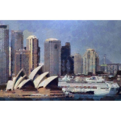 Sydney Harbor Black Modern Wood Framed Art Print with Double Matting by Bolokofsky, Ronald