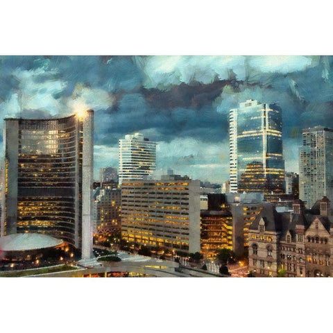 Toronto Black Modern Wood Framed Art Print with Double Matting by Bolokofsky, Ronald