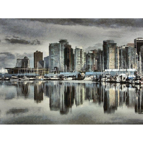 Vancouver Skyline White Modern Wood Framed Art Print by Bolokofsky, Ronald