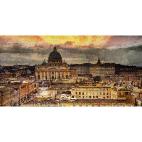 Vatican Sunset  White Modern Wood Framed Art Print by Bolokofsky, Ronald