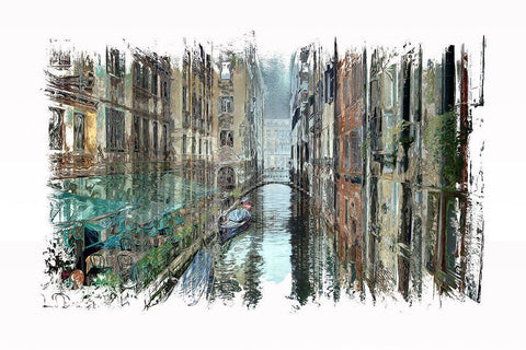 Venice Cafe I Black Ornate Wood Framed Art Print with Double Matting by Bolokofsky, Ronald