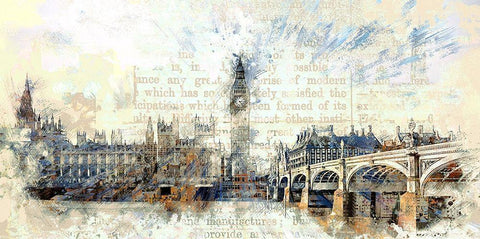 Westminster II White Modern Wood Framed Art Print with Double Matting by Bolokofsky, Ronald