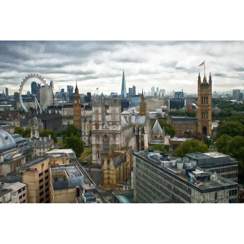 Westminster London Gold Ornate Wood Framed Art Print with Double Matting by Bolokofsky, Ronald