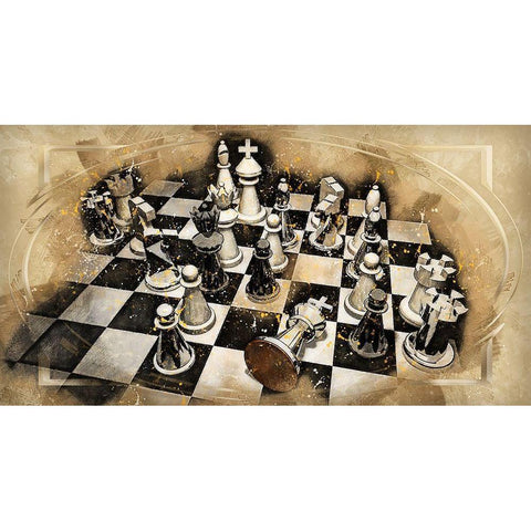 Checkmate Black Modern Wood Framed Art Print with Double Matting by Bolokofsky, Ronald