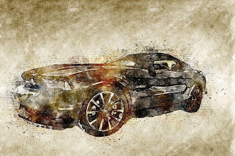 Ford Mustang White Modern Wood Framed Art Print with Double Matting by Bolokofsky, Ronald