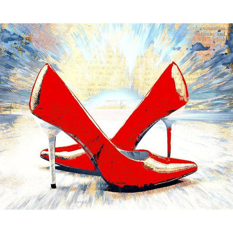 Hot Red Pumps White Modern Wood Framed Art Print by Bolokofsky, Ronald