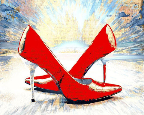 Hot Red Pumps White Modern Wood Framed Art Print with Double Matting by Bolokofsky, Ronald