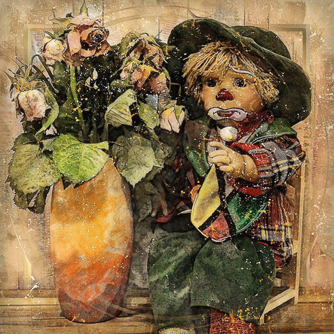 Little Clown Black Modern Wood Framed Art Print with Double Matting by Bolokofsky, Ronald