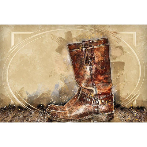 Old Boots Gold Ornate Wood Framed Art Print with Double Matting by Bolokofsky, Ronald