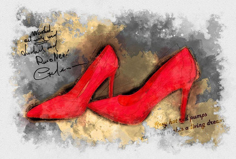 Red Pumps  Black Ornate Wood Framed Art Print with Double Matting by Bolokofsky, Ronald