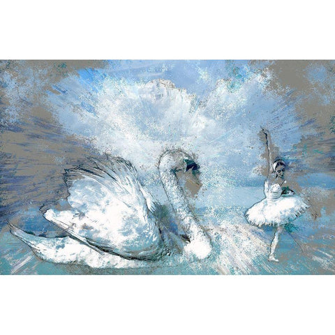 Swan Lake Black Modern Wood Framed Art Print with Double Matting by Bolokofsky, Ronald