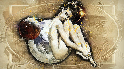 Venus Amongst the Stars White Modern Wood Framed Art Print with Double Matting by Bolokofsky, Ronald