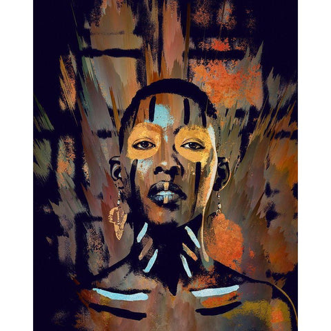 African Beauty I Black Modern Wood Framed Art Print with Double Matting by Bolokofsky, Ronald