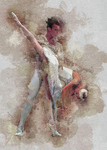 Ballet White Modern Wood Framed Art Print with Double Matting by Bolokofsky, Ronald