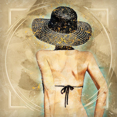 Bikini Top and Hat Black Modern Wood Framed Art Print by Bolokofsky, Ronald