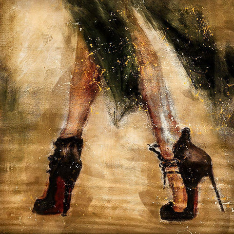 Dancing Heels Black Modern Wood Framed Art Print with Double Matting by Bolokofsky, Ronald