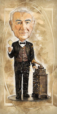 Thomas Edison Black Ornate Wood Framed Art Print with Double Matting by Bolokofsky, Ronald