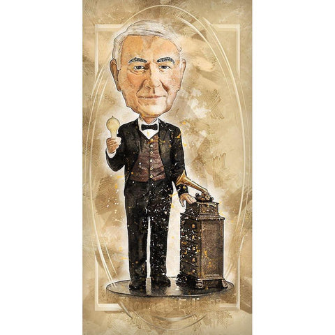 Thomas Edison Gold Ornate Wood Framed Art Print with Double Matting by Bolokofsky, Ronald