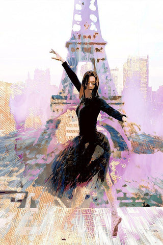Eiffel Ballet I Black Ornate Wood Framed Art Print with Double Matting by Bolokofsky, Ronald