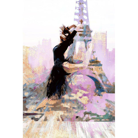 Eiffel Ballet II Gold Ornate Wood Framed Art Print with Double Matting by Bolokofsky, Ronald