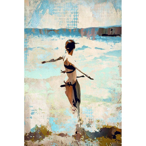 Escaping the Surf White Modern Wood Framed Art Print by Bolokofsky, Ronald