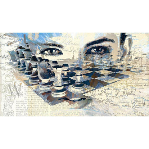 Eyening the Opening Move Black Modern Wood Framed Art Print by Bolokofsky, Ronald