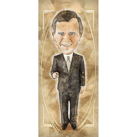 George H W Bush Black Modern Wood Framed Art Print with Double Matting by Bolokofsky, Ronald