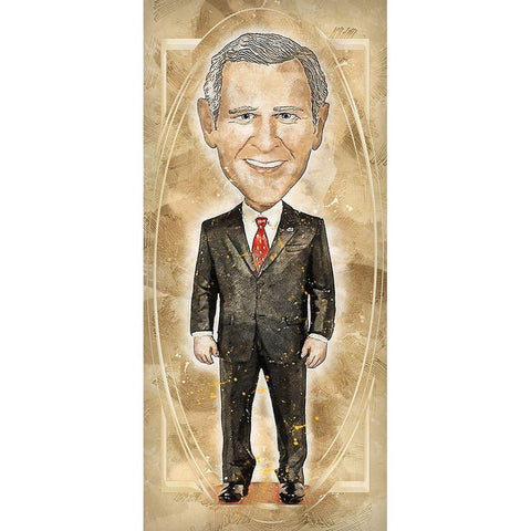 George W Bush Gold Ornate Wood Framed Art Print with Double Matting by Bolokofsky, Ronald