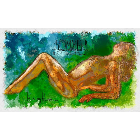 Summer Girl I Black Modern Wood Framed Art Print with Double Matting by Bolokofsky, Ronald