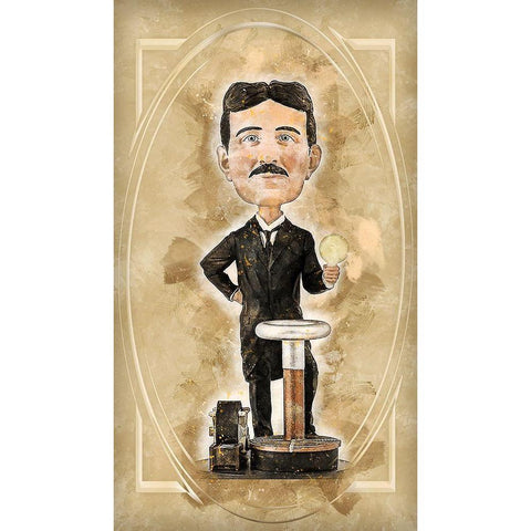 Nicolas Tesla Gold Ornate Wood Framed Art Print with Double Matting by Bolokofsky, Ronald