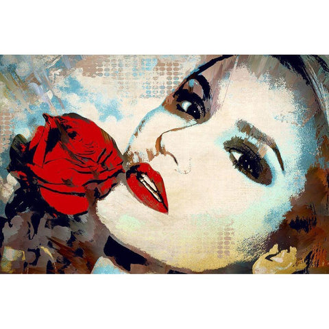 Red Lips and Red Rose White Modern Wood Framed Art Print by Bolokofsky, Ronald