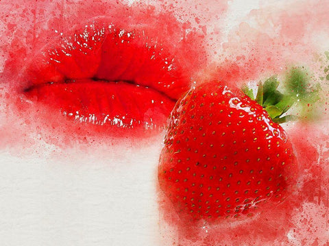 Strawberry Sensuality White Modern Wood Framed Art Print with Double Matting by Bolokofsky, Ronald