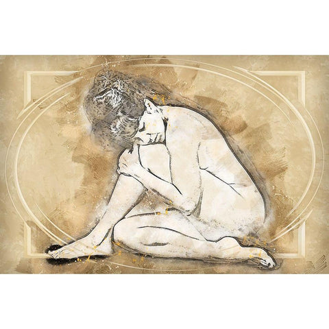 Vintage Naked Pose II White Modern Wood Framed Art Print by Bolokofsky, Ronald