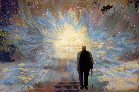 Walk Into the Light White Modern Wood Framed Art Print with Double Matting by Bolokofsky, Ronald