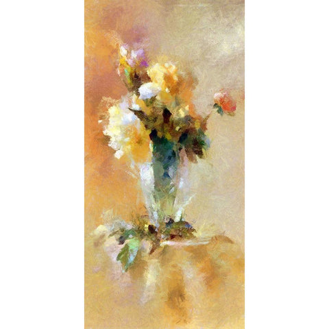 Pretty Roses In A Glass Vase Gold Ornate Wood Framed Art Print with Double Matting by Bolokofsky, Ronald