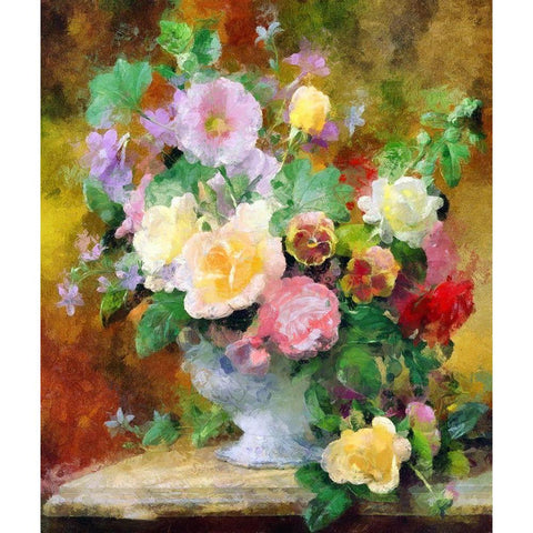 Fresh Garden Flowers White Modern Wood Framed Art Print by Bolokofsky, Ronald