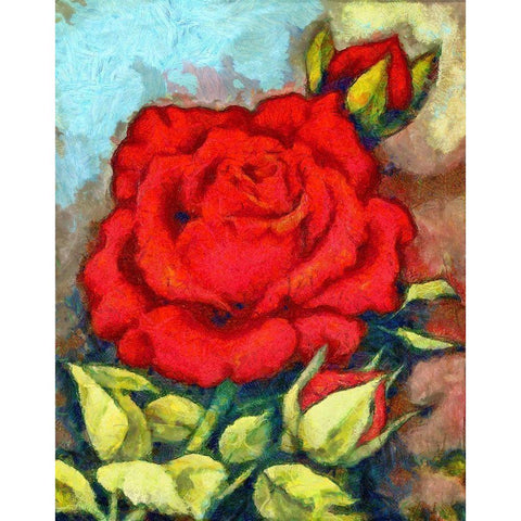 Red Roses I White Modern Wood Framed Art Print by Bolokofsky, Ronald