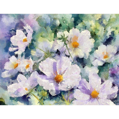 Garden Flowers II White Modern Wood Framed Art Print by Bolokofsky, Ronald