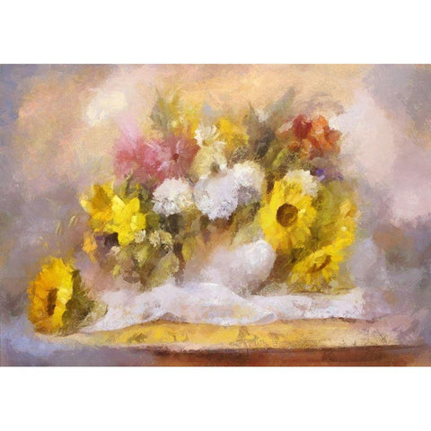 Mixed Bouquet II White Modern Wood Framed Art Print by Bolokofsky, Ronald