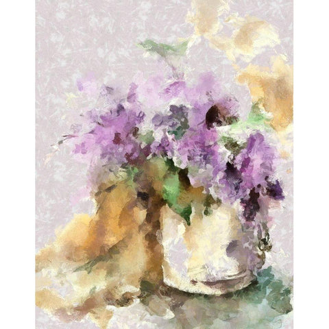 Violet Bouquet I Black Modern Wood Framed Art Print with Double Matting by Bolokofsky, Ronald