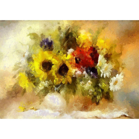 Summer Bouquet I Black Modern Wood Framed Art Print with Double Matting by Bolokofsky, Ronald