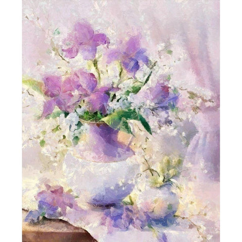 Violet Bouquet II White Modern Wood Framed Art Print by Bolokofsky, Ronald