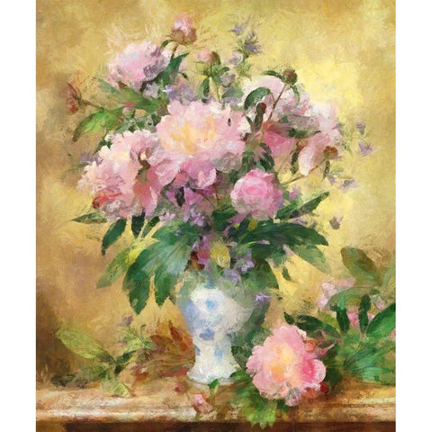 Pink Roses I White Modern Wood Framed Art Print by Bolokofsky, Ronald