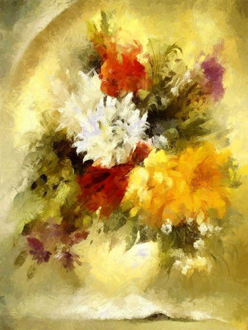 Summer Bouquet II White Modern Wood Framed Art Print with Double Matting by Bolokofsky, Ronald