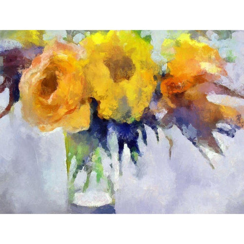 Yellow Flowers White Modern Wood Framed Art Print by Bolokofsky, Ronald