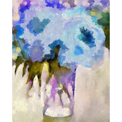 Glass Of Blue Flowers White Modern Wood Framed Art Print by Bolokofsky, Ronald