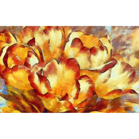 Fire Tulips I White Modern Wood Framed Art Print by Bolokofsky, Ronald